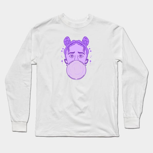 Purple Woman with Candy Long Sleeve T-Shirt by Aisiiyan